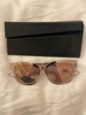 Dior Rose Gold Cat-Eye Sunglasses with Pink Tint